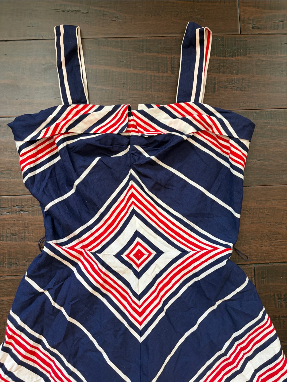 Vintage Navy Striped Sundress with Red & White Accents 4th of July Summer 90’s - Picture 6 of 10